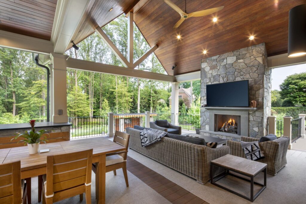 Custom pool and architectural pavilion retreat in Roswell, Georgia
