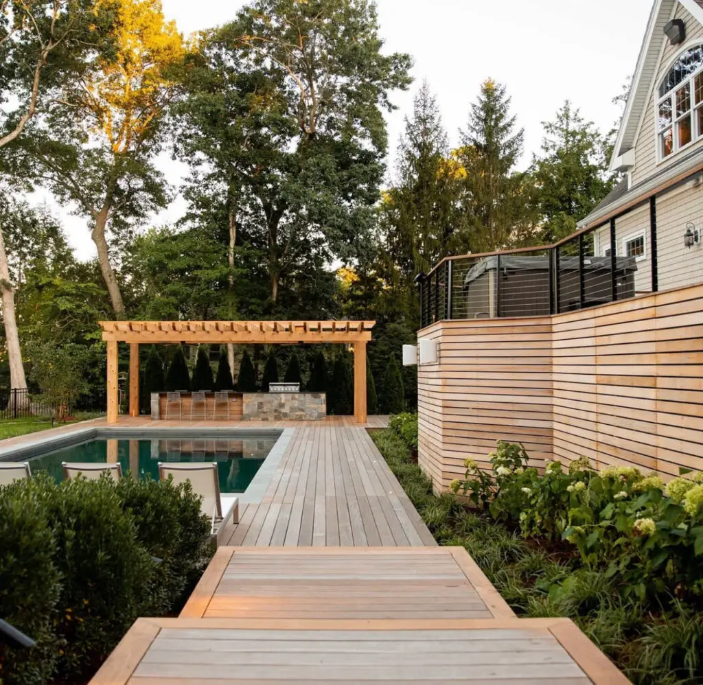 Modern pool and terraced garden