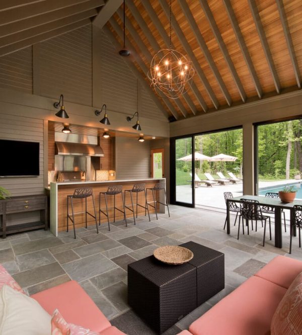 Pool House Exposed Rafter Interior